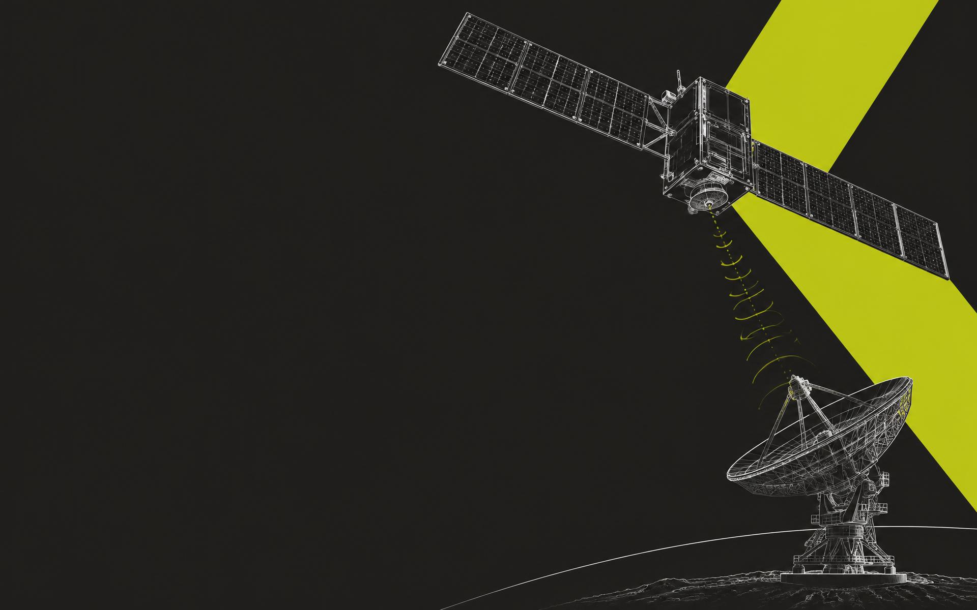 Illustrazione della comunicazione tra un satellite e una stazione di controllo a terra